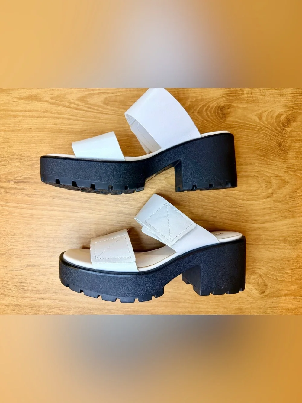 Vagabond Shoemakers Leather Slide Sandals White Straps Block Heel Women’s 39